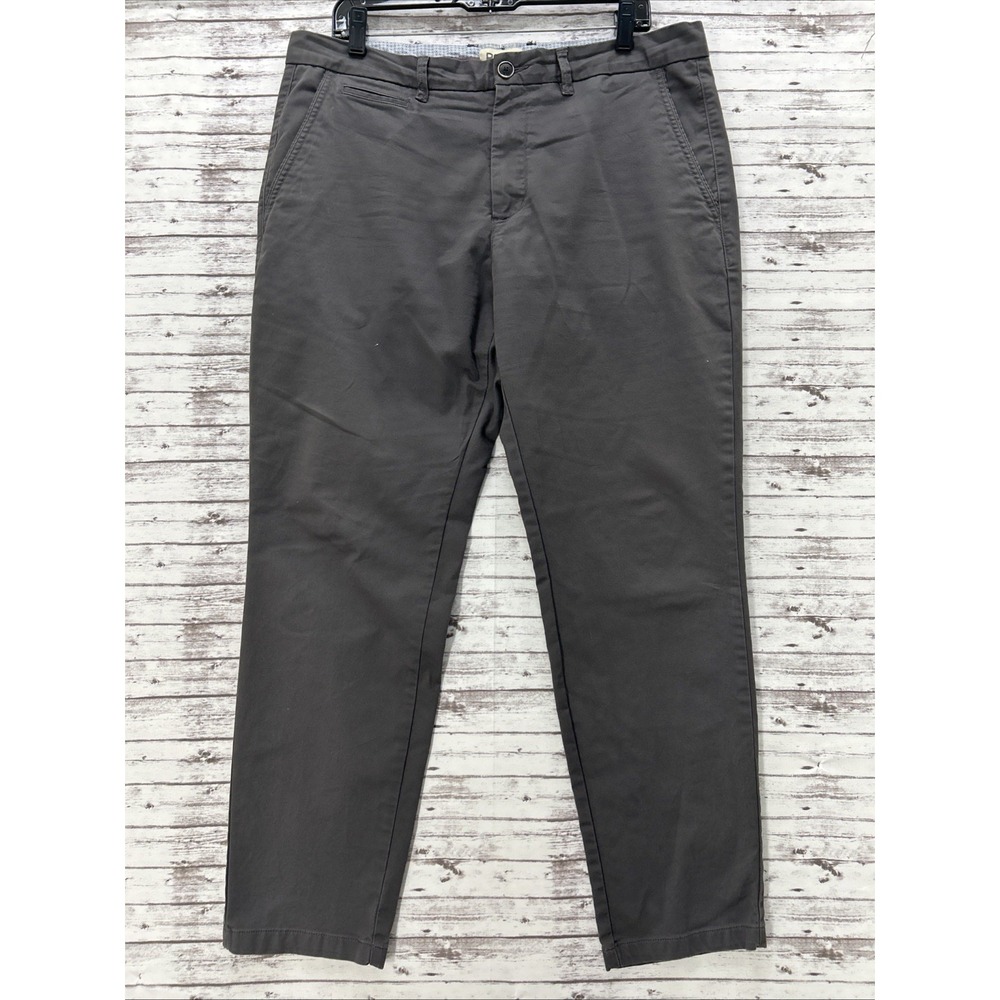 Perk Slim Fit Stretch Chino Dress Pants Mens 36x29 Gray Tapered Casual Cotton